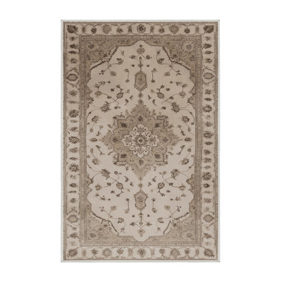 Tapis beige Tabriz lavable à la machine