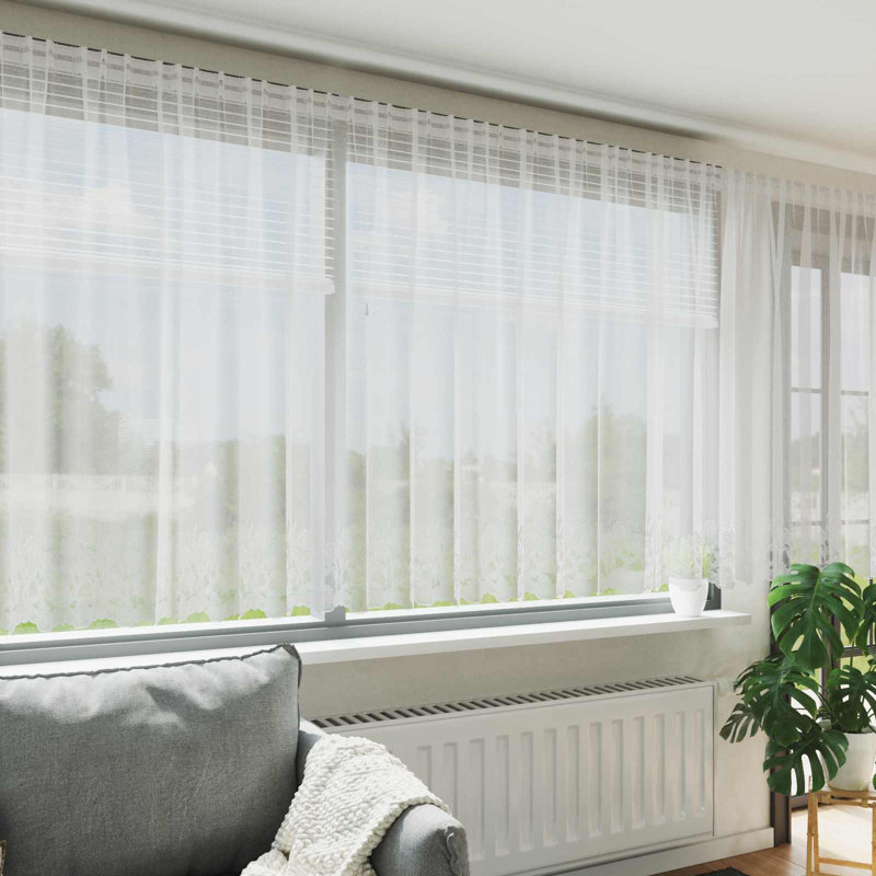 Curtains With Curtains White Polyester, 400cm Width x 140cm Drop