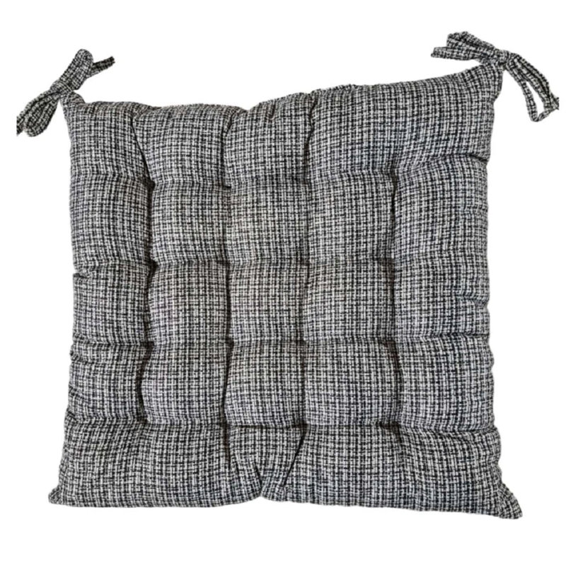 chair Pad Check Coffee, 4, Dark Grey Floral, Polyester