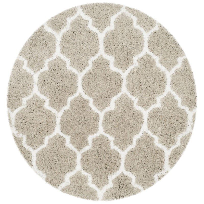 Ardele Toronto Shag Hand Tufted Performance Geometric Rug, Round 5'