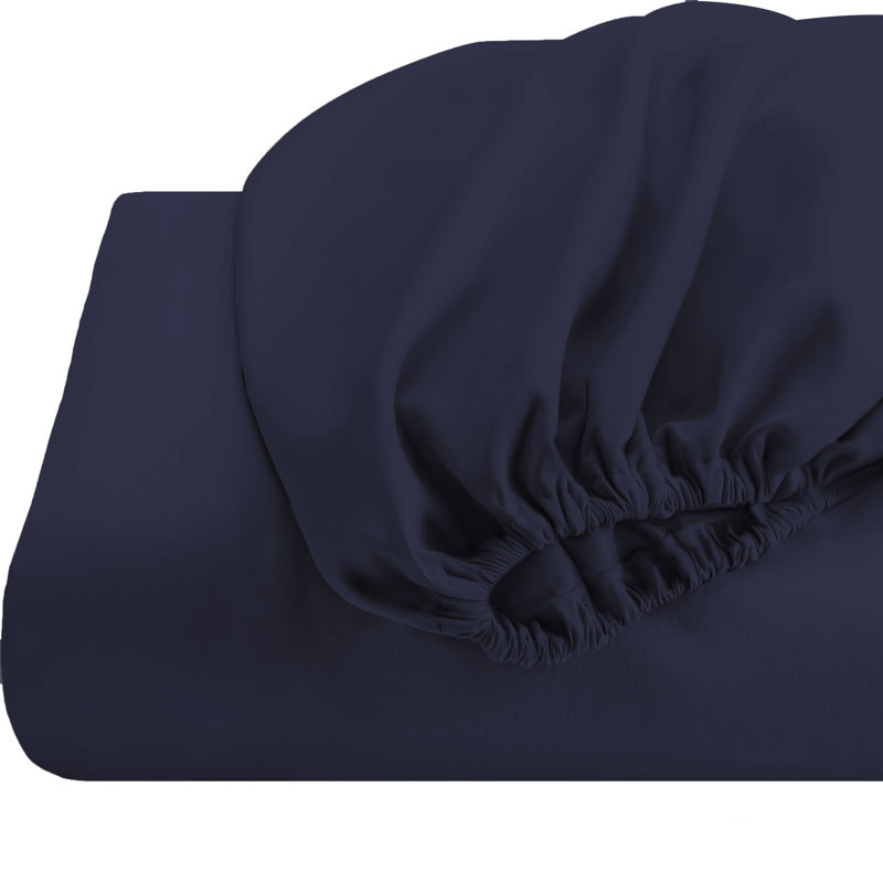 Super Soft 200 Thread Count Microfiber Brushed Fitted Bed Sheet, Single (3'), Navy