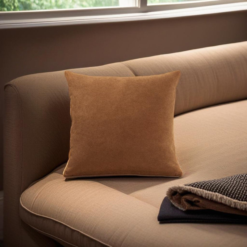 Velvet Feel Chenille Scatter Cushion Cover, 45 cm x 45 cm, Tan