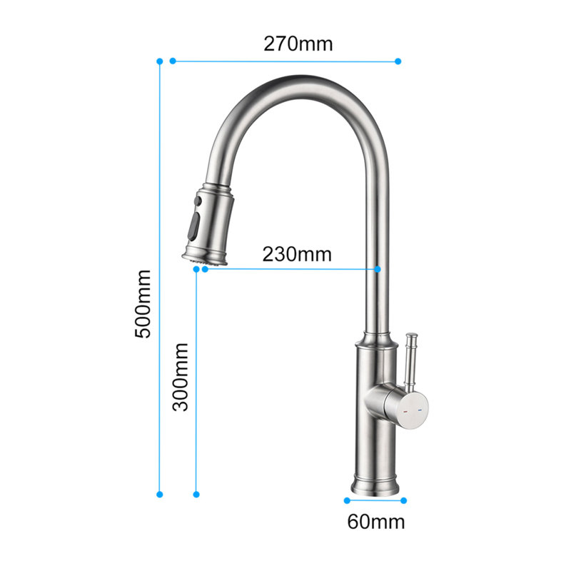 Brushed Nickel Single Handle Pull Down Kitchen Faucet