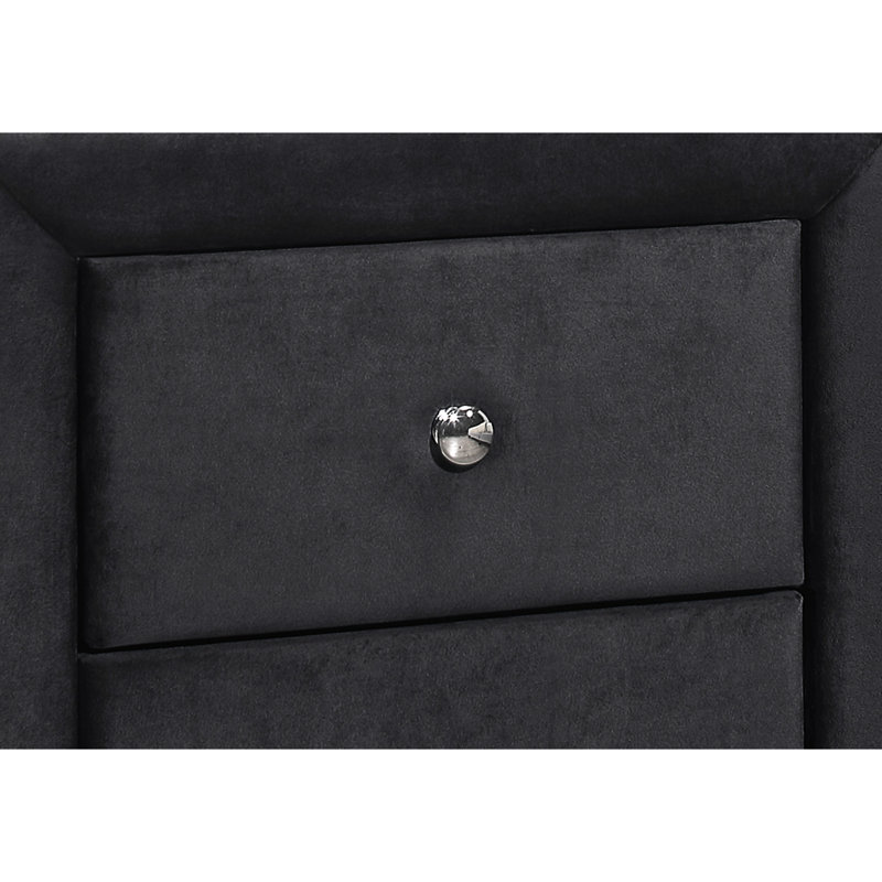 Grey Velvet Upholstered Nightstand With Fashionable Storage Bedroom Appeal And Function
