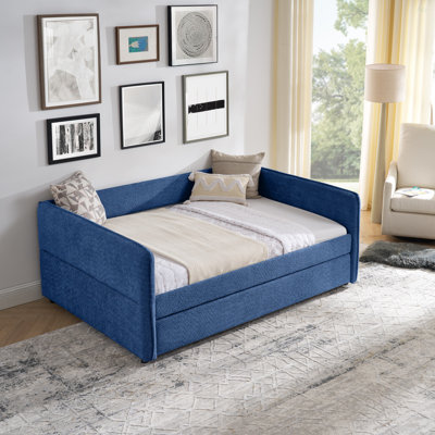 Daybed With Twin Size Pop-Up Trundle Upholstered Tufted Sofa Bed