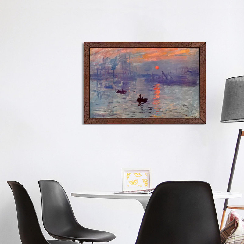 Sunrise Impression by Claude Monet - Painting on Canvas, 66.04 cm H x 45.72 cm W, Brown Framed
