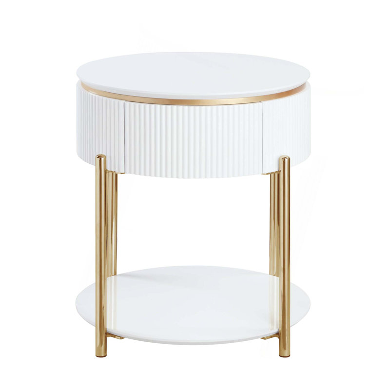 Table de bout en bois avec pieds en métal