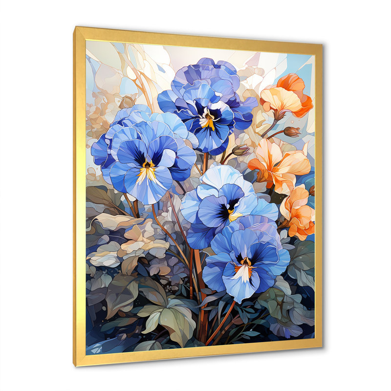 Vibrant Pansy Medley III, H 20 po x l 12 po x P 1 po, Cadre doré simple