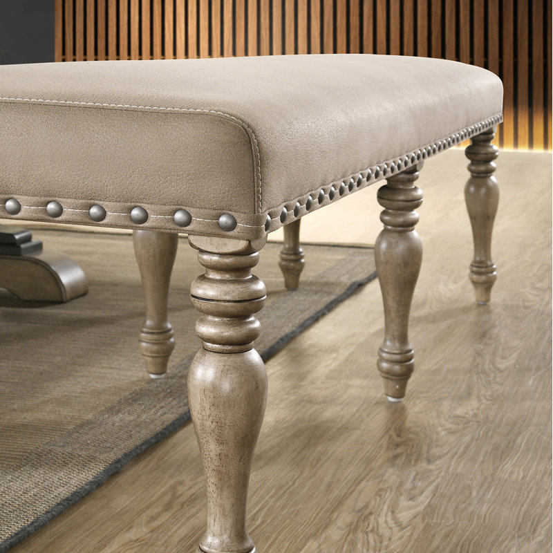 Banc rembourré en microfibre / microsuède de Mamers, banc de chambre avec garniture cloutée