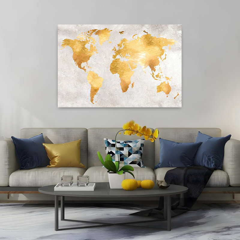 «Gold World», art abstrait contemporain, H 40 po x l 60 po