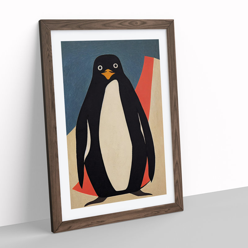 Penguin Abstract Art No.6 - Wall Art, No Matte, 64cm H x 46cm W, Walnut Frame