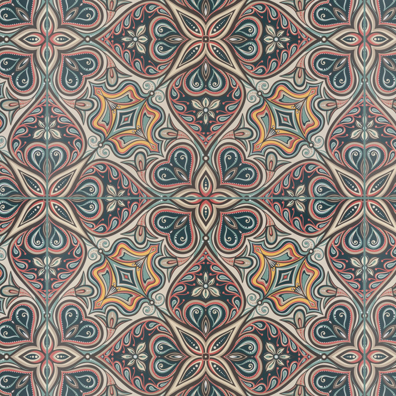 Imagine Tapestry Mandala 19.4" x 19.4" Porcelain Moroccan Wall & Floor Tile