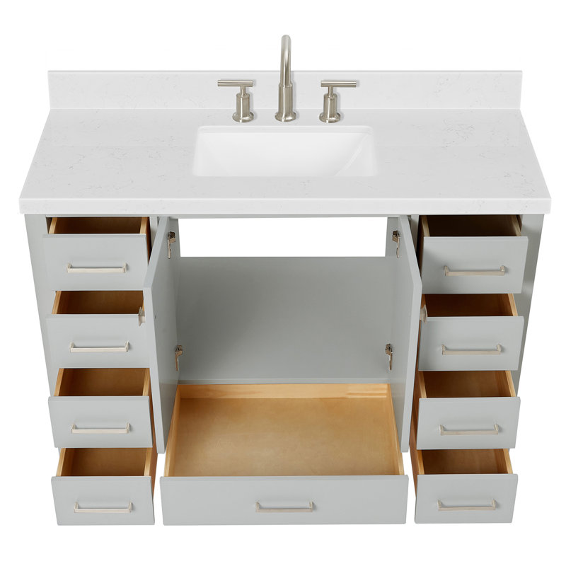 Ensemble de meuble-lavabo simple 48 po , Gris, Rectangular