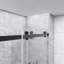Porte de douche coulissante double sans cadre l 56 à 60 po x H 70 po, verre trempé clair de 8 mm de diamètre avec couche de finition facile à nettoyer, noir mat avec système de tampon-128545827