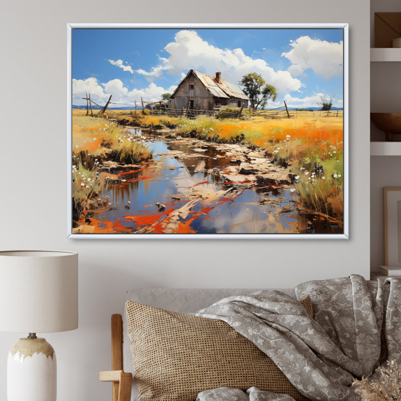 Markisa Farmhouse Expressive Countryside I - Imprimé, H 34 po x l 44 po x P 1,5 po, Cadre flottant blanc