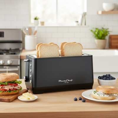 Matte Blue 4-Slice Toaster With Extra Wide Long Slot, Includes Warming Rack, 6-Shade Browning Control, Bagel/Defrost/Reheat
