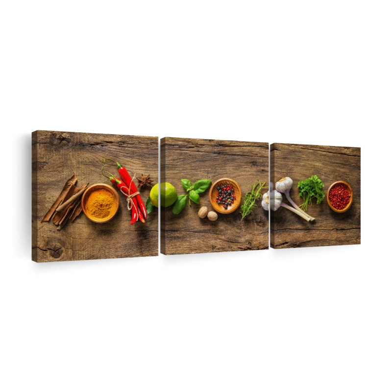 «Flavourful Spices and Herbs», reproduction d'art sur toile, H 24 po x l 74 po x P 1,25 po