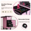 Table portable Nail Art avec miroir DEL et haut-parleur Bluetooth, station de manucure pliante rose