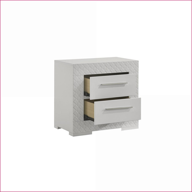 Blanca Modern 2-Drawer Wood Nightstand in White