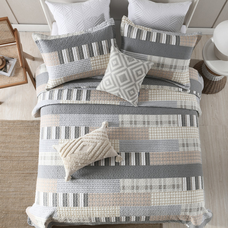 Ensembles de courtepointe 100% coton 98 po x 106 po DDUOXIN - 1 courtepointe avec 2 taies décoratives