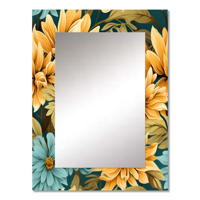 Sunflower Shores Tropical Pattern - Yellow Country Wall Mirror