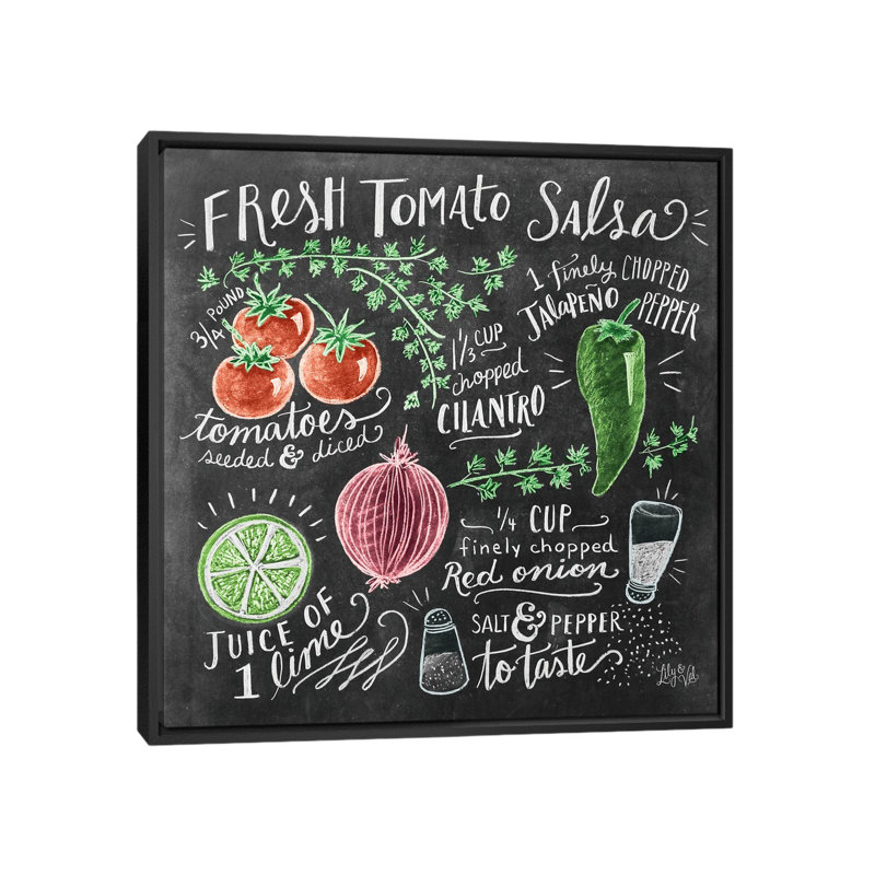«Fresh Tomato Salsa Recipe» par Lily & Val - reproduction d'art textuel sur toile tendue, H 18 po x l 18 po x P 1,5 po