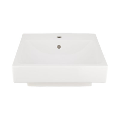 19" Stoddert White Porcelain Rectangular Wall Mount Bathroom Sink with Overflow