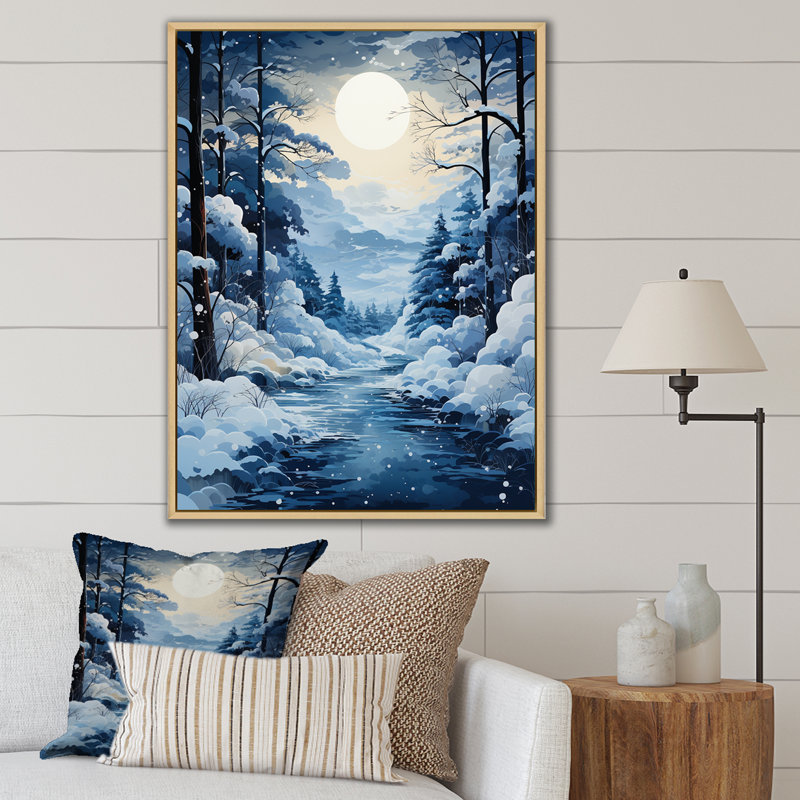 «White Path To The Winter I», art mural forêt, Cadre simple blanc, H 40 po x l 30 po x P 1,5 po