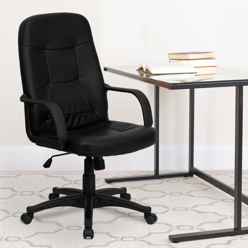  Fauteuil de direction pivotant en vinyle avec accoudoirs et dossier moyen, Dossier haut