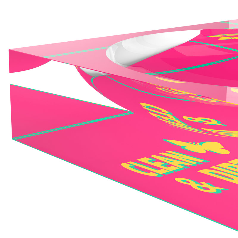 Clean & Dirty Pink Yellow Acrylic Candy Catchall Dish, 6"W x 6"D x 2"H