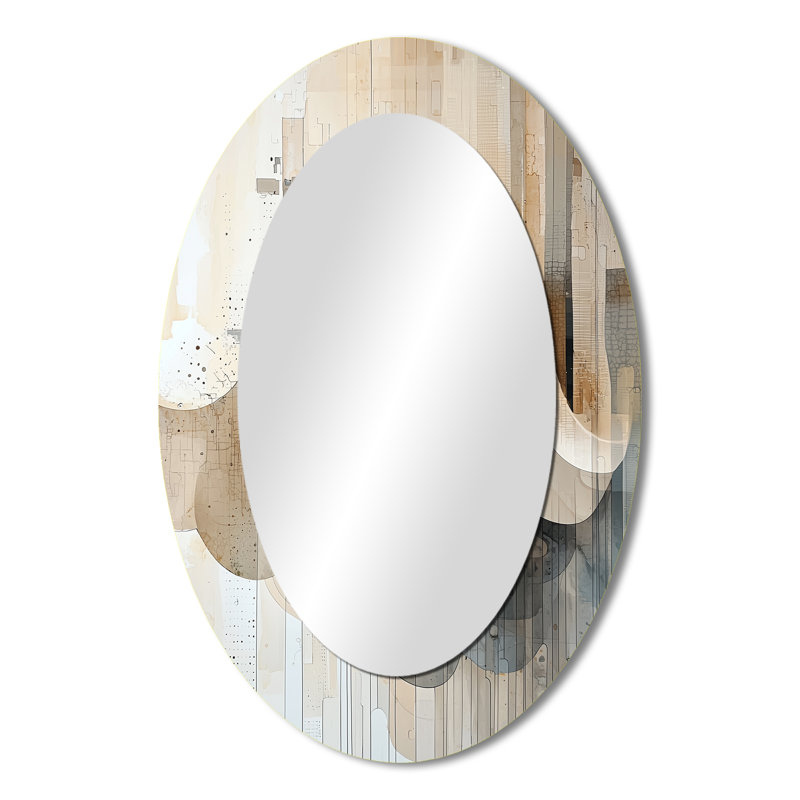Urban Urban Of Abstract Line Art I - Miroir mural ovale blanc, 36 po x 24 po