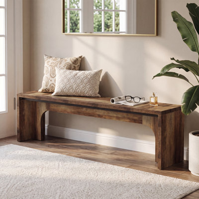 Banc en bois rustique de 63 pouces, banc de ferme long pour chambre à coucher, entrée, siège de fenêtre