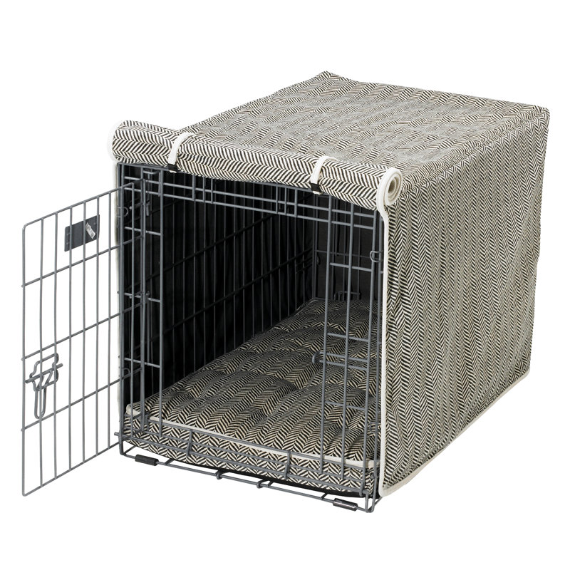 Housse pour cage de chien, H 30 po x l 28 po x P 42 po, Noir / gris