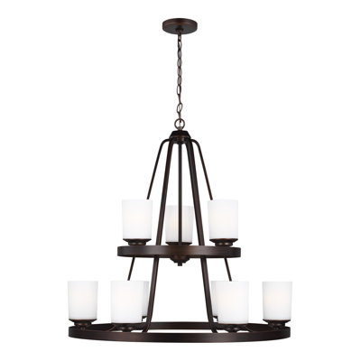 Kemal 9 - Light Dimmable Wagon Wheel Chandelier