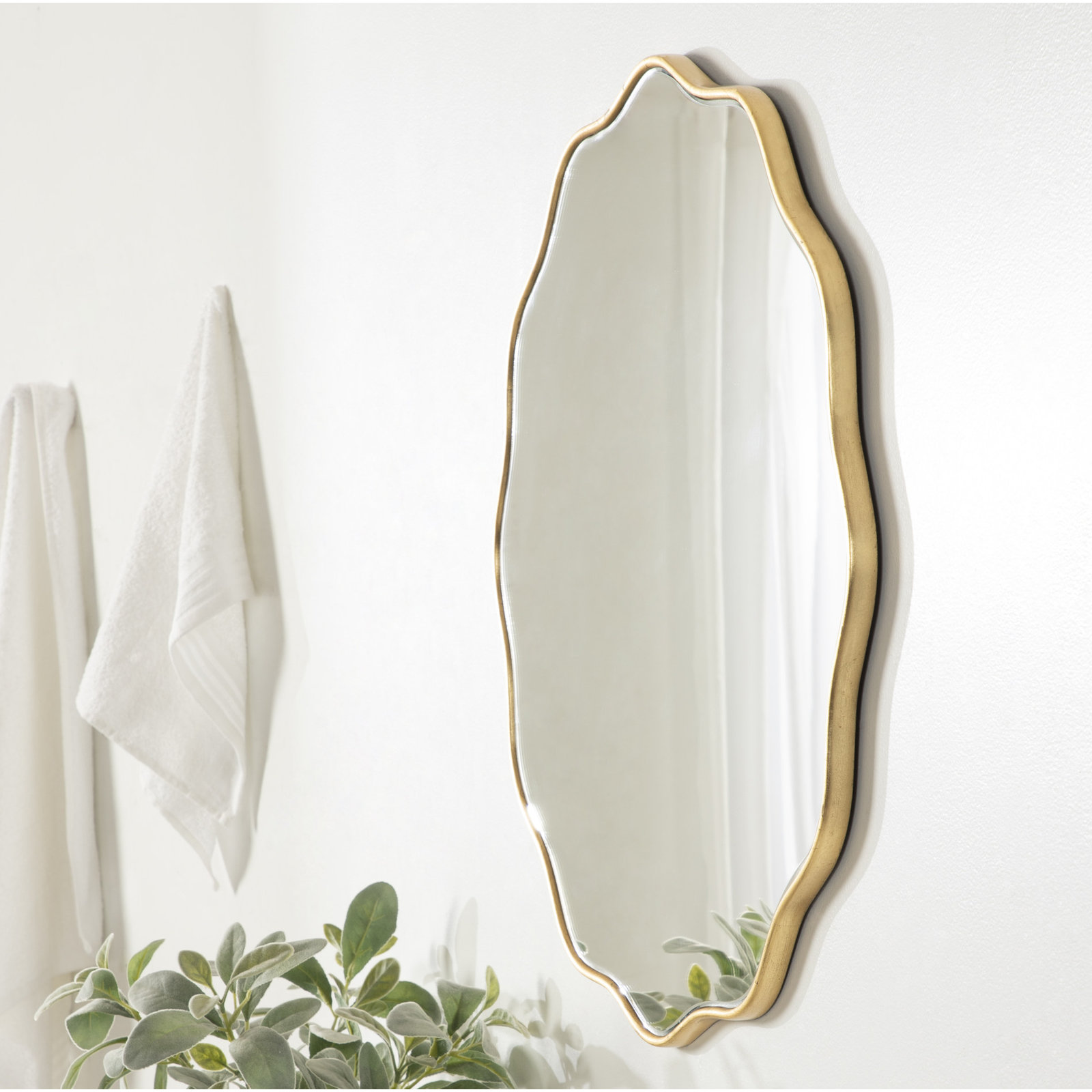Francina Scalloped Mirror, Gold, 26" x 26"