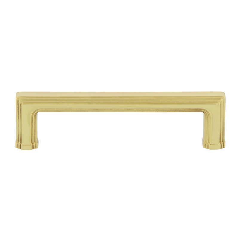 Carré 4" Center to Center Bar Pull, Polished Brass