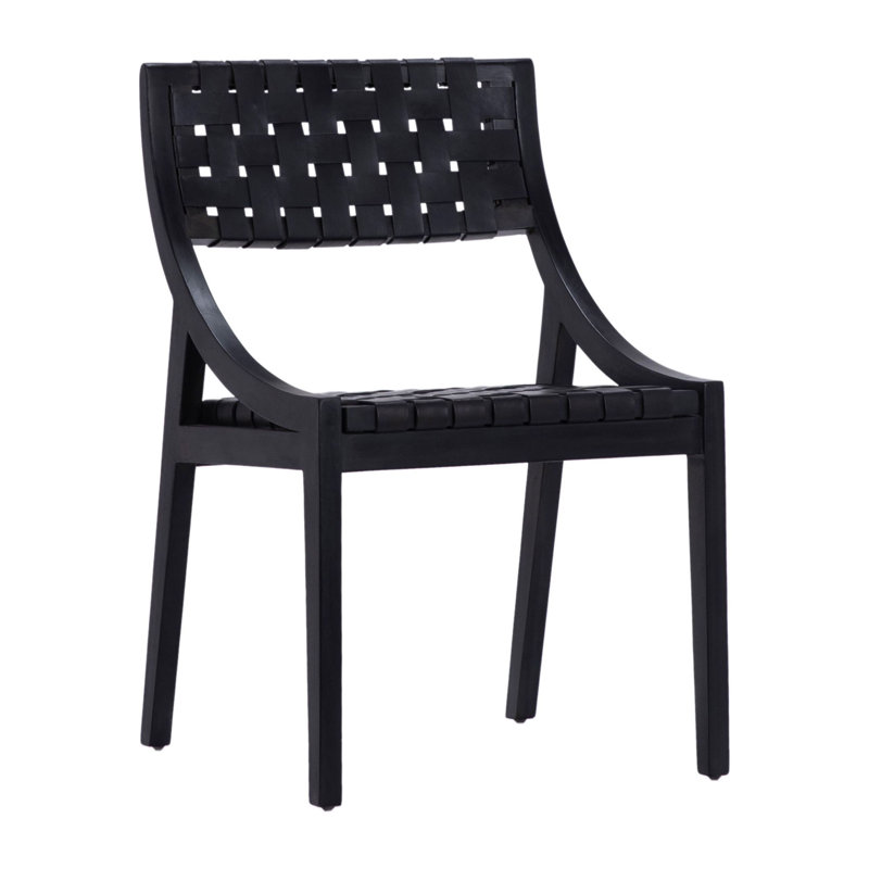 Chaise d'appoint en cuir Florian, Noir, noir, noir, noir, Brun