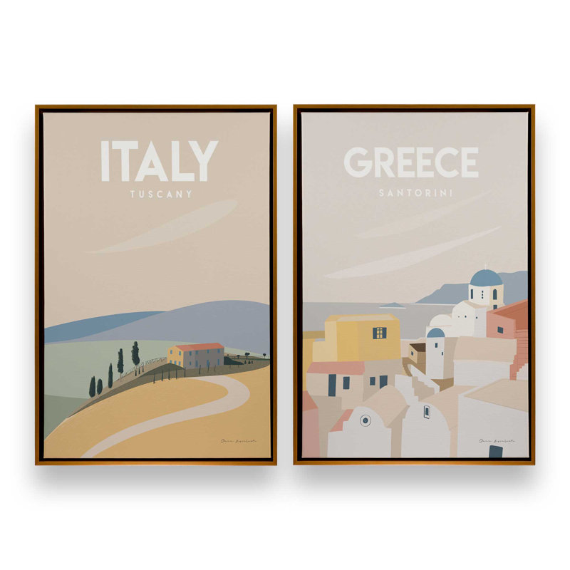 «Scenic Escapes», ensemble de 2, reproduction sur toile, Cadre flottant doré poli, H 48,75 po x l 32,75 po