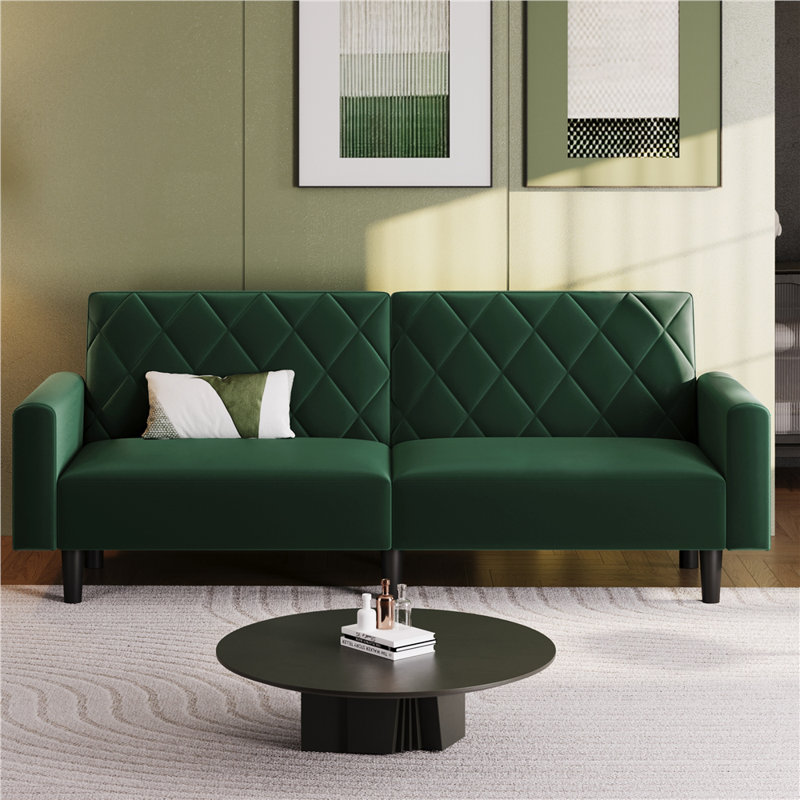 2-Seater Sofa Bed Aidden With Adjustable Backrest, Green