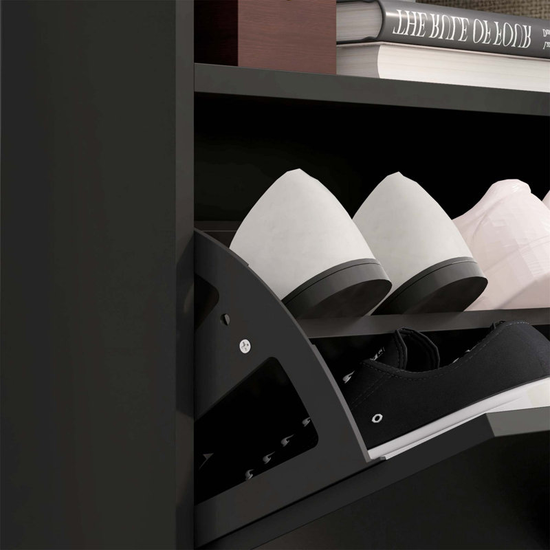 16 Pair Flip Down Shoe Storage, Black