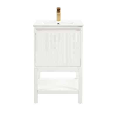Aven Modern Solid Wood Bathroom Vanity With Adjustable Shelf