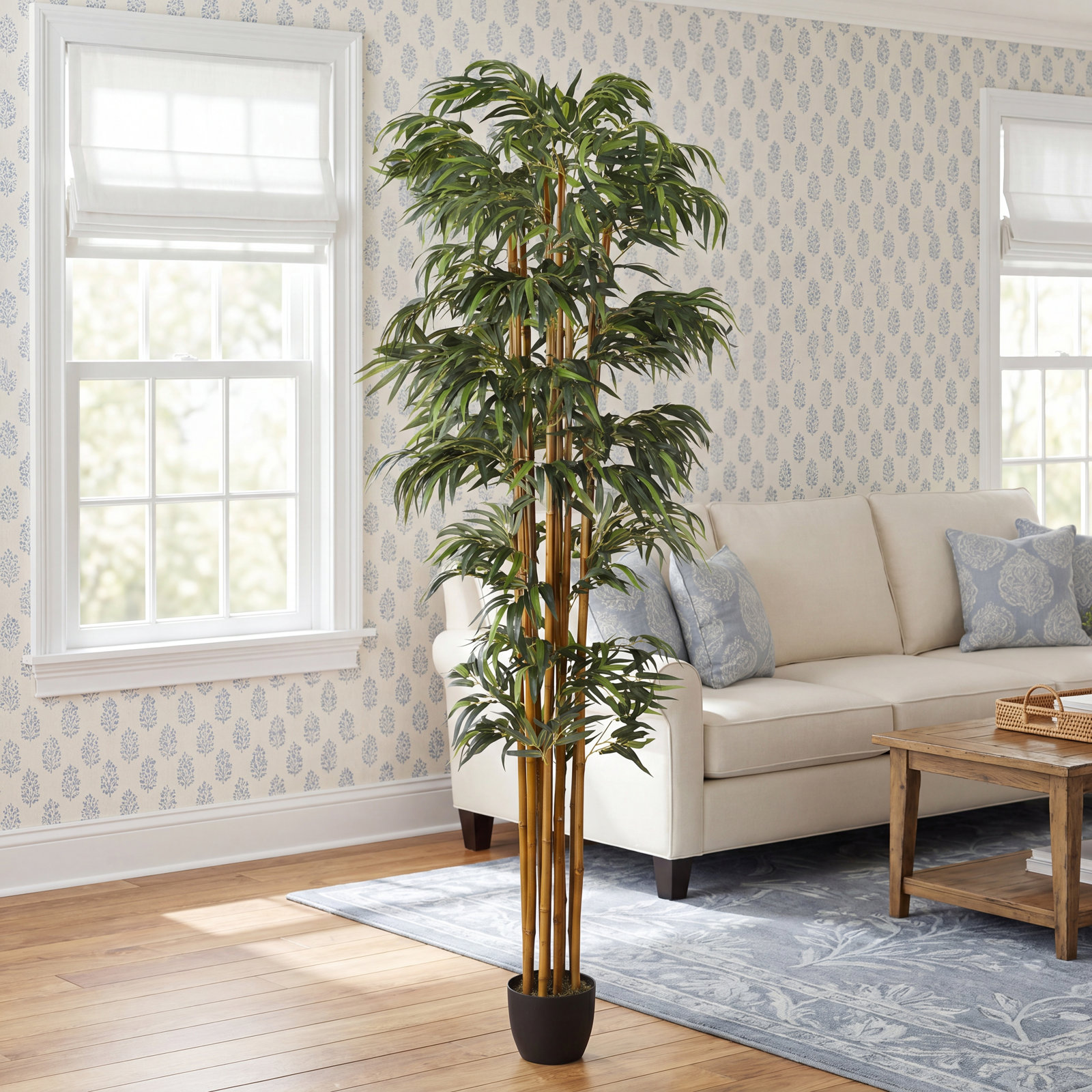 Faux Bamboo Tree in Ceramic Planter, 96" H x 20" W x 20" D