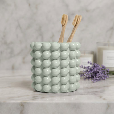 Porte-brosse à dents texturé à bulles Better Trends, organisateur de salle de bain à 2 fentes pour brosse à dents et dentifrice, rangement imperméable et facile à nettoyer pour une décoration de salle de bain moderne
