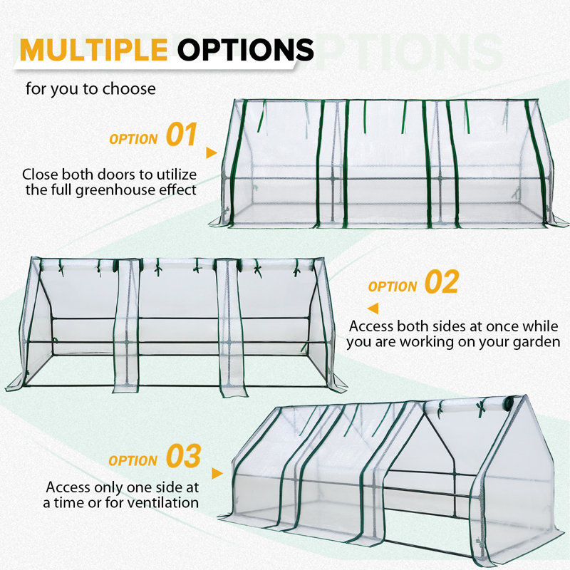 Green 96'' x 36'' x 36'' Mini Tunnel Greenhouse with Bubble Film Cover