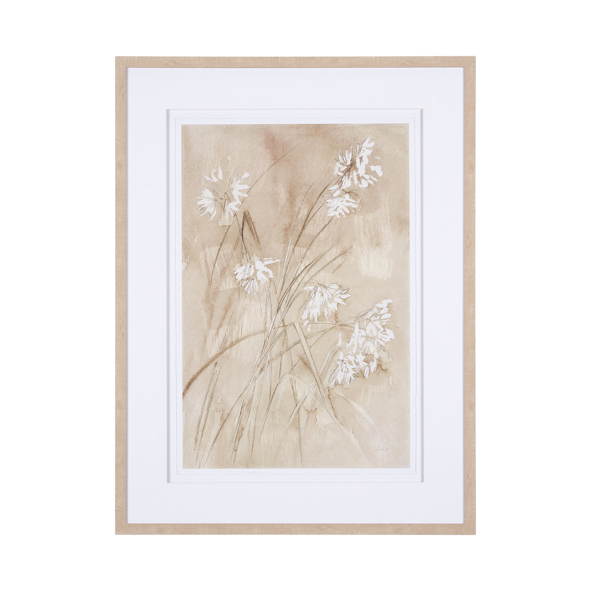 Wildflowers I Charcoal a Hand Embelished Textured Framed Art Print, Brown, Wildflower I, 41.5" H x 31.5" W