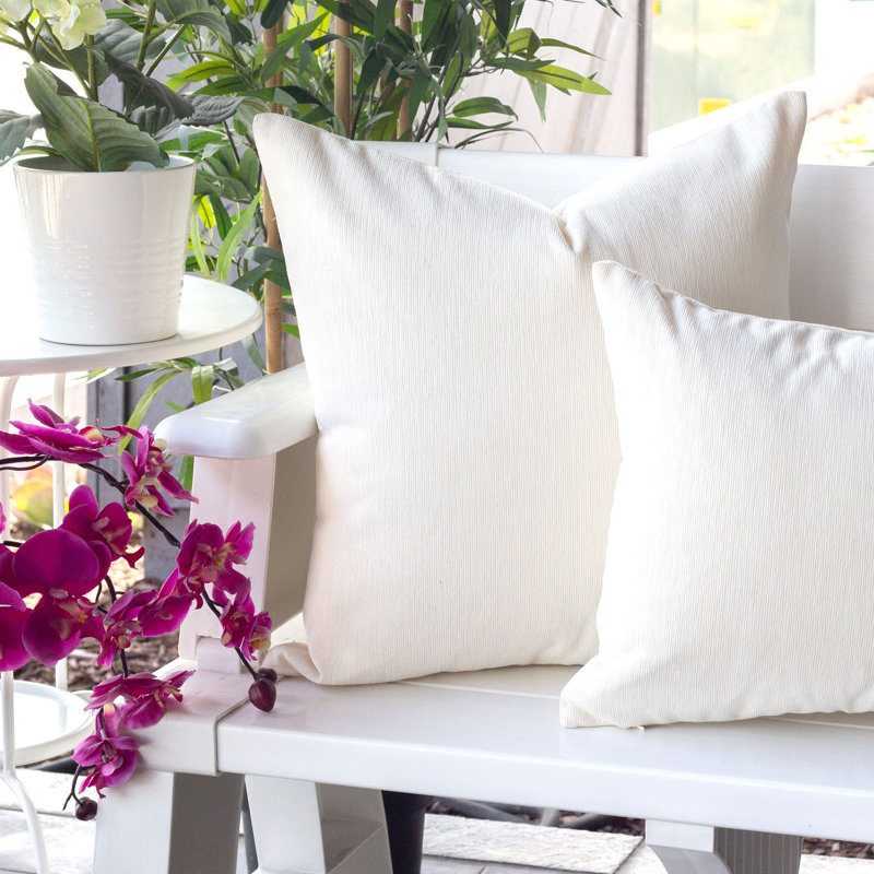 Ivory Cotton 20" x 20" Indoor/Outdoor Throw Pillow