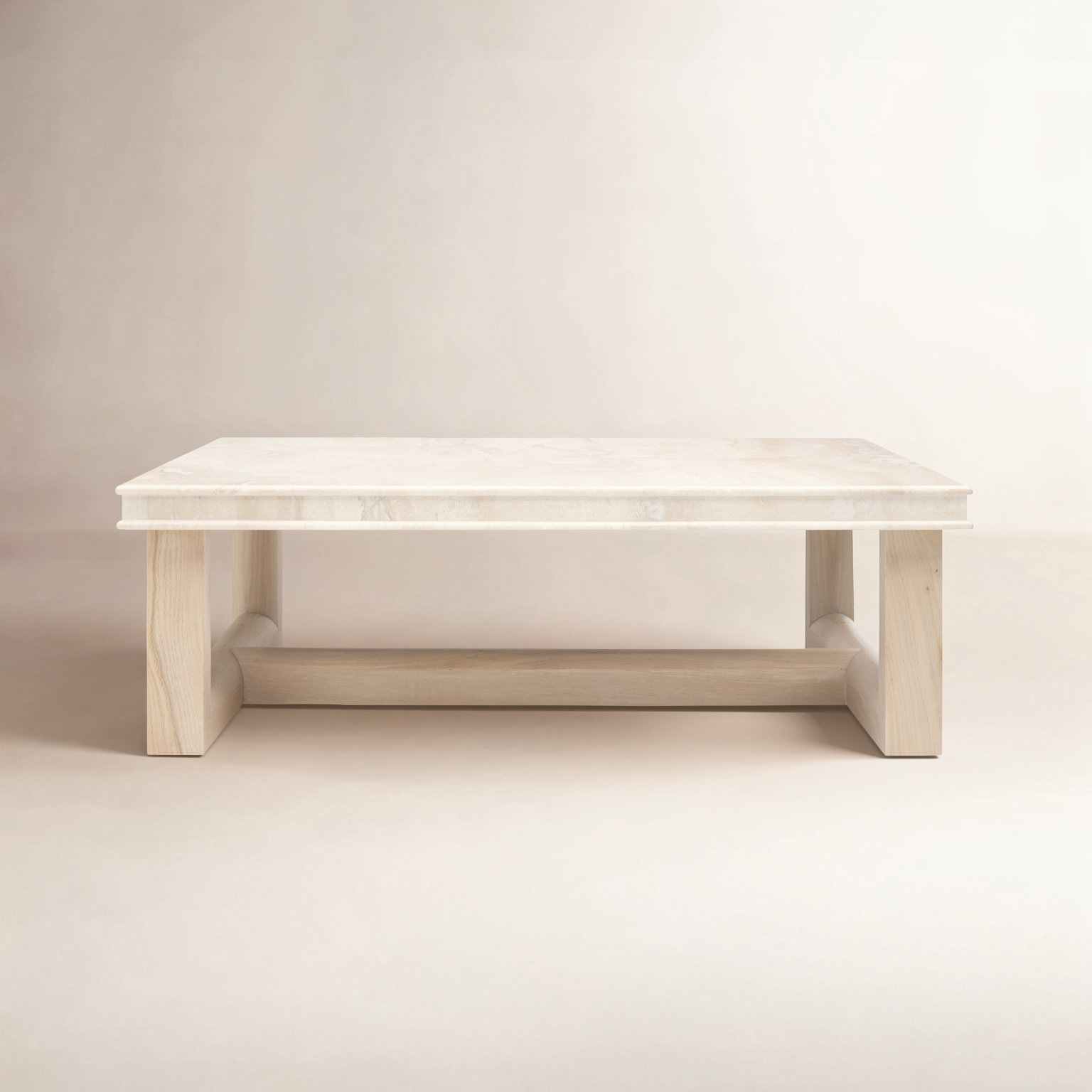Manolo 50" Genuine Marble Oak Coffee Table
