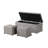 1 Piece Rectangular Storage Ottoman Fabric Linen With 2 Set Ottomans (Beige)
