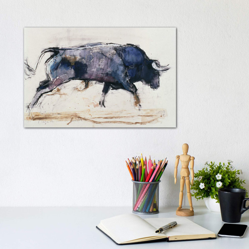 Charging Bull by Mark Adlington - Wrapped Canvas Print, 20.32 cm H x 30.48 cm W