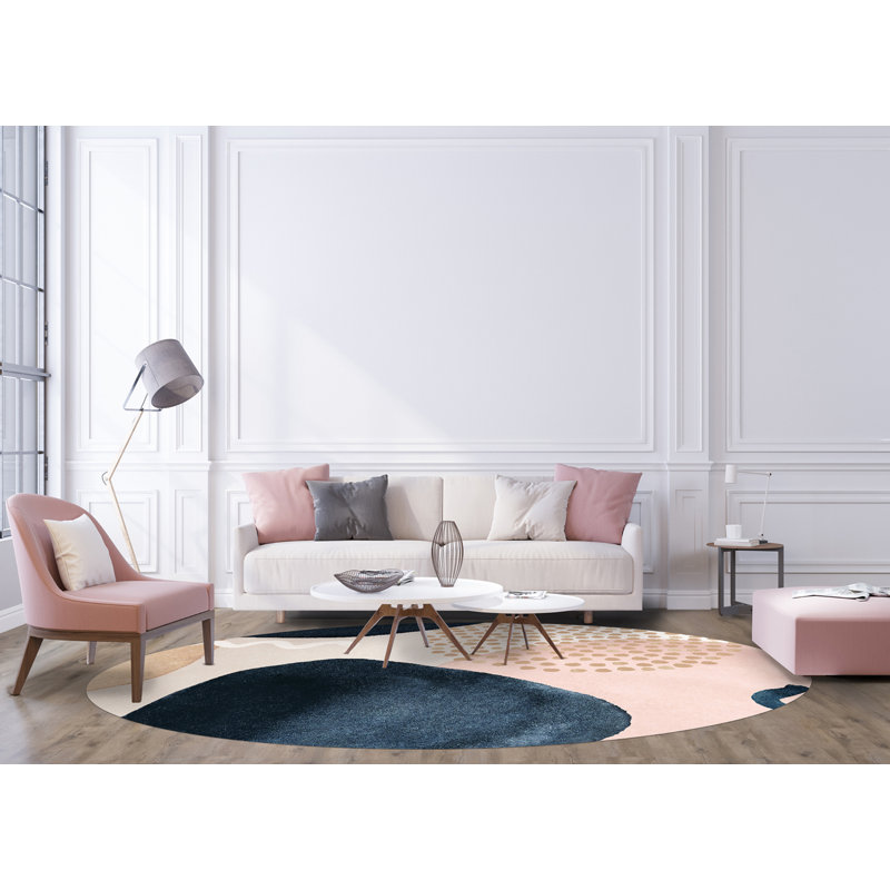 Rouen Vinyl Machine Printed Area Rug, Round 100cm